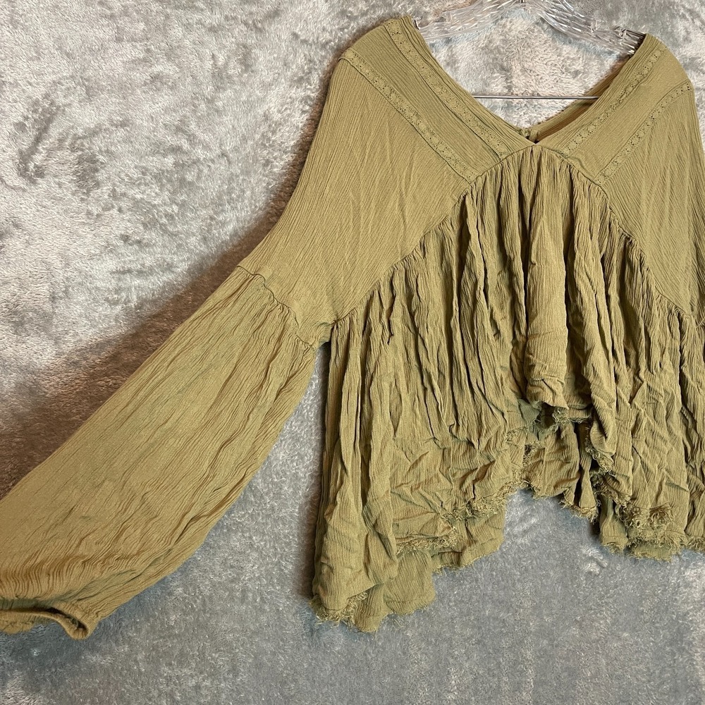 Forever 21 Women Gauzy Broomstick Crinkle Top S Boho Forest Fairy Whimsigoth